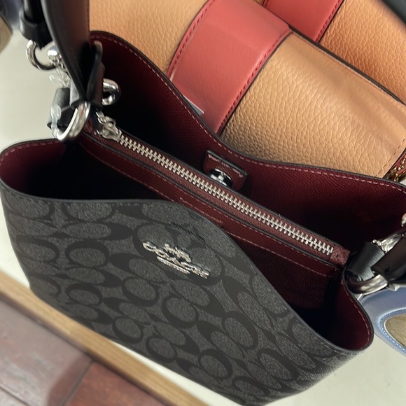 Coach 2312 Small Town Bucket Bag In Signature Canvas Graphite/Wine/Black - Picture 7 of 16